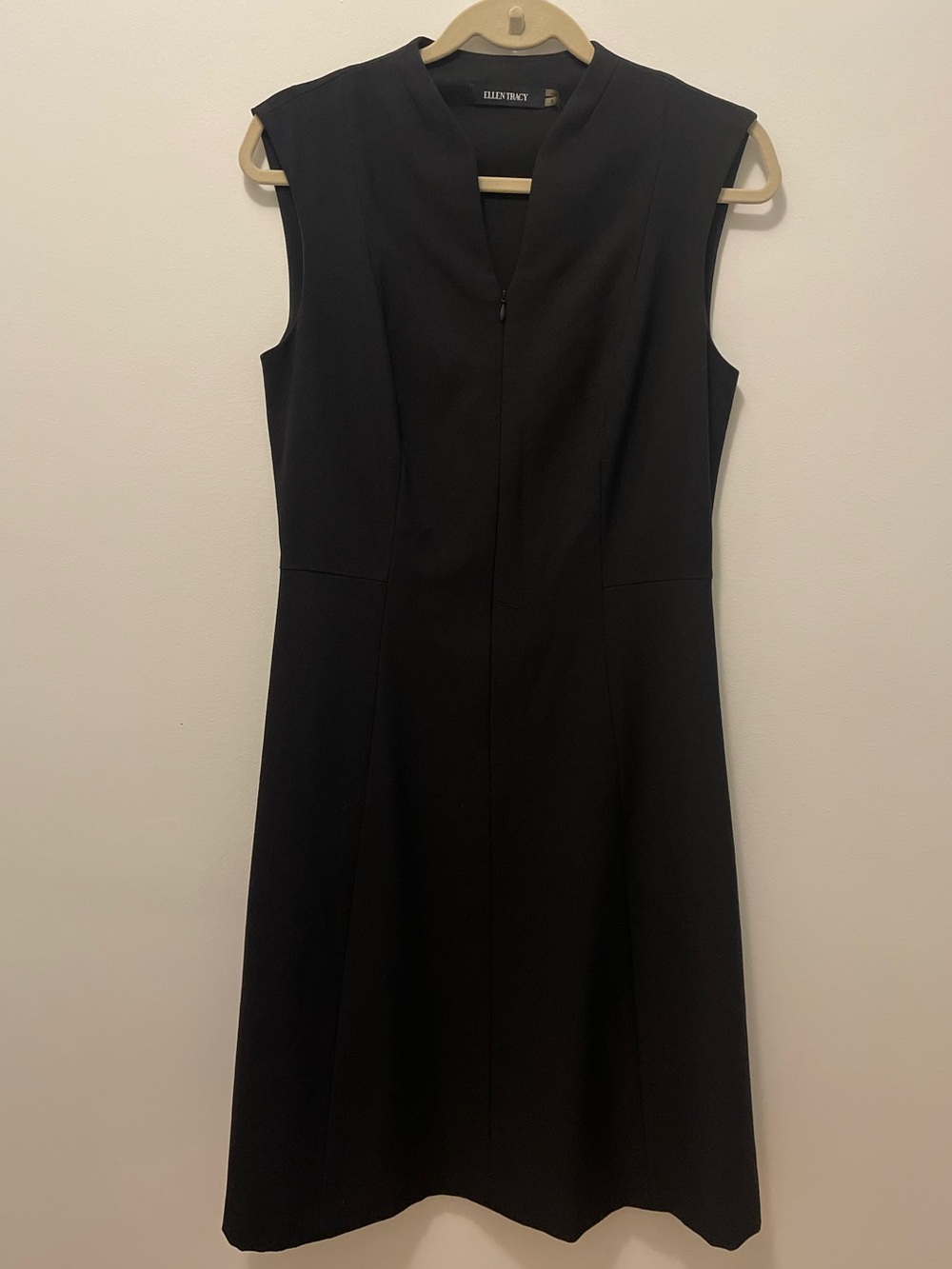 Ellen Tracy Black Sleeveless Zip Front Midi A-Line Dress